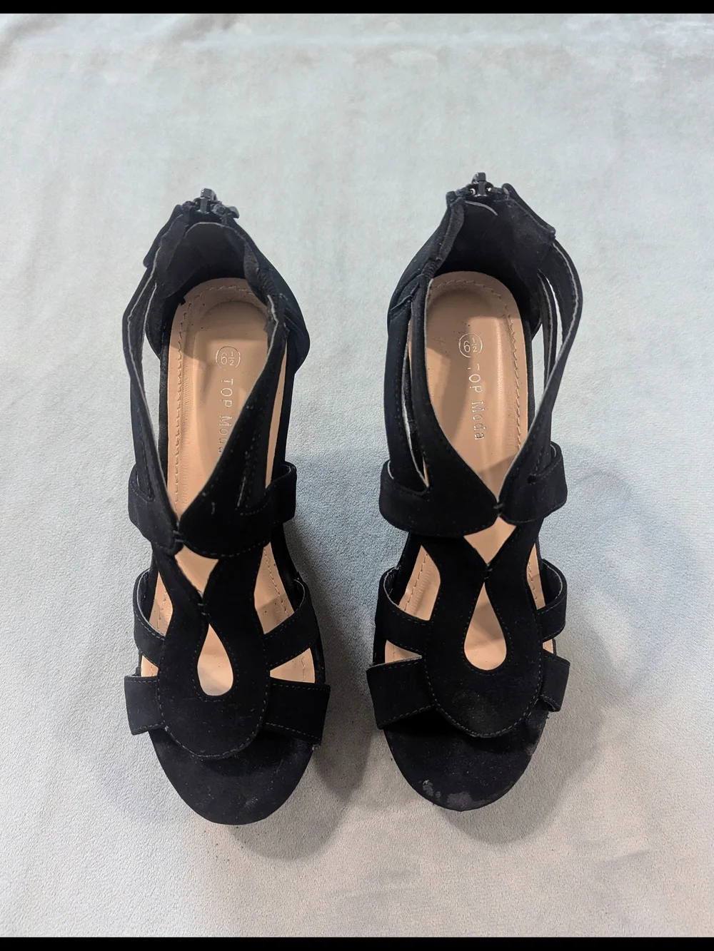 Top Moda Black Faux Suede Wedge Platform Sandals